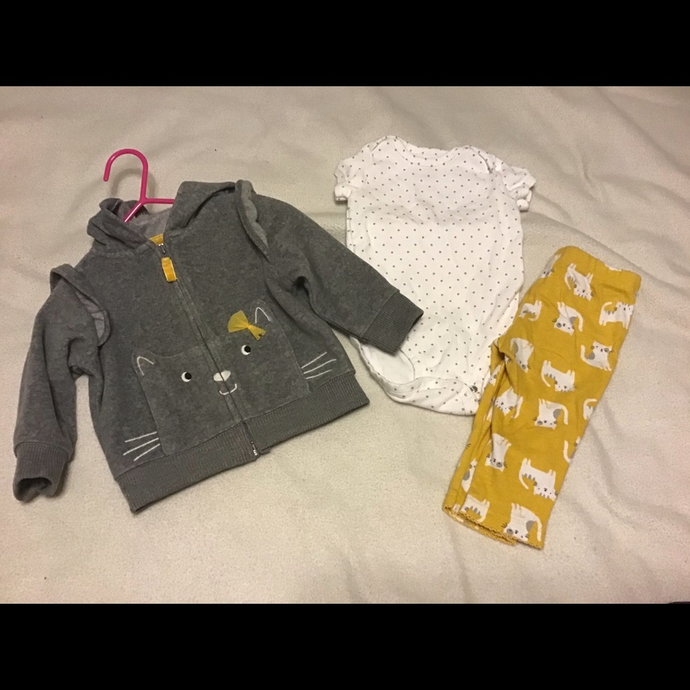 Carter’s 3 Piece Cat Outfit 6 months